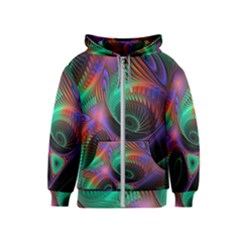 Circle Art 3d Artwork Graphics Vortex Colorful Digital Art Kids  Zipper Hoodie by Semog4