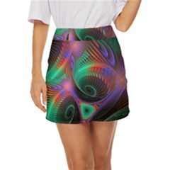 Circle Art 3d Artwork Graphics Vortex Colorful Digital Art Mini Front Wrap Skirt by Semog4