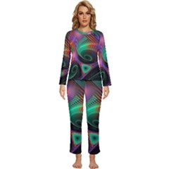 Circle Art 3d Artwork Graphics Vortex Colorful Digital Art Womens  Long Sleeve Lightweight Pajamas Set by Semog4