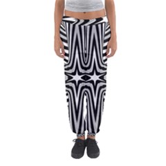 Fractal Star Mandala Black And White Women s Jogger Sweatpants by Semog4