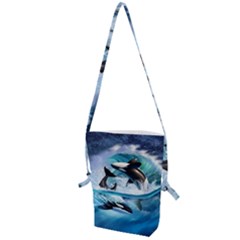 Orca Wave Water Underwater Sky Folding Shoulder Bag by Semog4