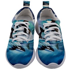 Orca Wave Water Underwater Sky Kids Athletic Shoes by Semog4