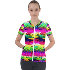 Waves Of Color Short Sleeve Zip Up Jacket by Semog4