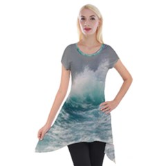 Big Storm Wave Short Sleeve Side Drop Tunic