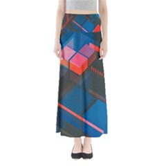 Minimalist Abstract Shaping Abstract Digital Art Minimalism Full Length Maxi Skirt by Semog4