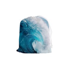 Tsunami Big Blue Wave Ocean Waves Water Drawstring Pouch (medium) by Semog4