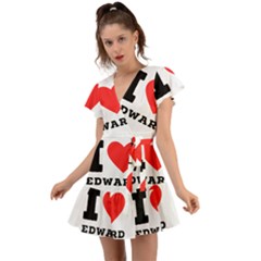 I Love Edward Flutter Sleeve Wrap Dress by ilovewhateva