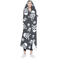 Skull-crossbones-seamless-pattern-holiday-halloween-wallpaper-wrapping-packing-backdrop Wearable Blanket by Ravend