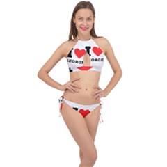 I Love George Cross Front Halter Bikini Set by ilovewhateva