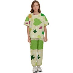 Leaves-140 Kids  Tee And Pants Sports Set by nateshop