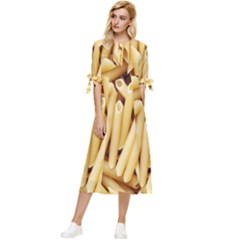 Pasta-79 Bow Sleeve Chiffon Midi Dress by nateshop