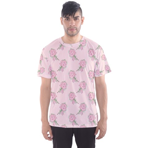 Flowers Bloom Blossom Pastel Pink Pattern Men s Sport Mesh Tee by Jancukart