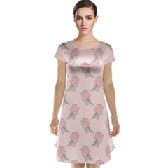 Flowers Bloom Blossom Pastel Pink Pattern Cap Sleeve Nightdress