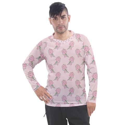 Flowers Bloom Blossom Pastel Pink Pattern Men s Pique Long Sleeve Tee by Jancukart