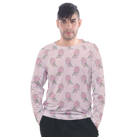 Flowers Bloom Blossom Pastel Pink Pattern Men s Long Sleeve Raglan Tee by Jancukart