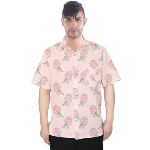 Flowers Bloom Blossom Pastel Pink Pattern Men s Hawaii Shirt by Jancukart