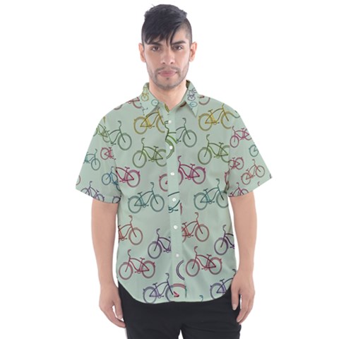 Bicycle Bikes Pattern Ride Wheel Cycle Icon Men s Short Sleeve Shirt by Jancukart