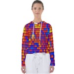 Geometric Pattern Colorful Fluorescent Background Women s Slouchy Sweat