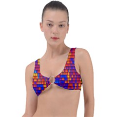 Geometric Pattern Colorful Fluorescent Background Ring Detail Bikini Top