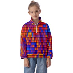 Geometric Pattern Colorful Fluorescent Background Kids  Half Zip Hoodie