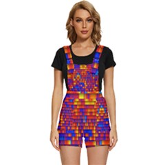 Geometric Pattern Colorful Fluorescent Background Short Overalls