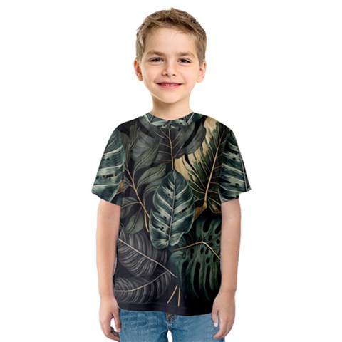 Tropical Leaves Foliage Monstera Nature Home Kids  Sport Mesh Tee by Jancukart