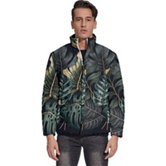 Tropical Leaves Foliage Monstera Nature Home Men s Puffer Bubble Jacket Coat by Jancukart