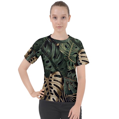 Tropical Leaves Foliage Monstera Nature Home Art Women s Sport Raglan Tee by Jancukart