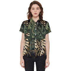 Tropical Leaves Foliage Monstera Nature Home Art Short Sleeve Pocket Shirt by Jancukart