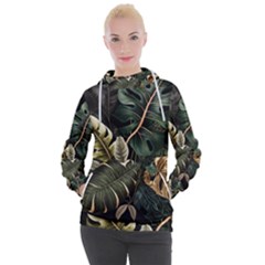 Tropical Leaves Foliage Monstera Nature Home Pattern Women s Hooded Pullover by Jancukart