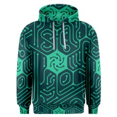 Circuit Hexagonal Geometric Pattern Background Green Men s Overhead Hoodie by Jancukart