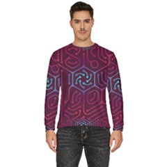 Circuit Hexagonal Geometric Pattern Background Purple Men s Fleece Sweatshirt by Jancukart