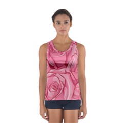 Pink Roses Pattern Floral Patterns Sport Tank Top  by Jancukart