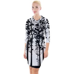 Trees Forest Woods Woodland Trunk Quarter Sleeve Hood Bodycon Dress by Jancukart