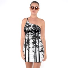 Trees Forest Woods Woodland Trunk One Shoulder Ring Trim Bodycon Dress by Jancukart