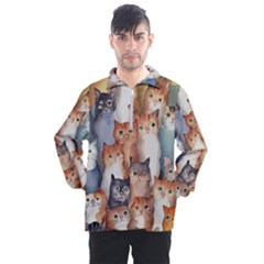 Cats Watercolor Pet Animal Mammal Men s Half Zip Pullover by Jancukart