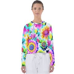 Flower Floral Flora Dais Rose Women s Slouchy Sweat