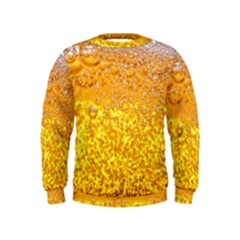 Texture Pattern Macro Glass Of Beer Foam White Yellow Bubble Kids  Sweatshirt by Semog4