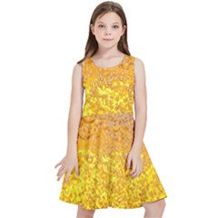 Texture Pattern Macro Glass Of Beer Foam White Yellow Bubble Kids  Skater Dress by Semog4