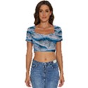 Waves Wave Nature Beach Short Sleeve Square Neckline Crop Top  View1