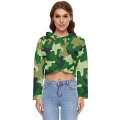 Green Military Background Camouflage Women s Lightweight Cropped Hoodie by Semog4