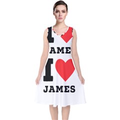 I Love James V-neck Midi Sleeveless Dress  by ilovewhateva