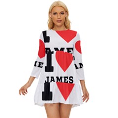 I Love James Long Sleeve Babydoll Dress by ilovewhateva