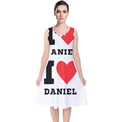 I Love Daniel V-neck Midi Sleeveless Dress  by ilovewhateva