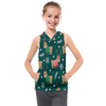 Cute Christmas Pattern Doodle Kids  Sleeveless Hoodie