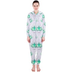 Plant Pattern Green Leaf Flora Hooded Jumpsuit (ladies) by Semog4