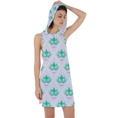 Plant Pattern Green Leaf Flora Racer Back Hoodie Dress by Semog4