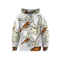 Cat Playing The Violin Art Kids  Zipper Hoodie by oldshool