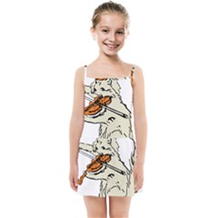 Cat Playing The Violin Art Kids  Summer Sun Dress by oldshool