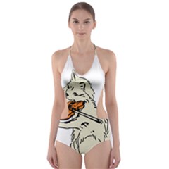 Cat Playing The Violin Art Cut-out One Piece Swimsuit